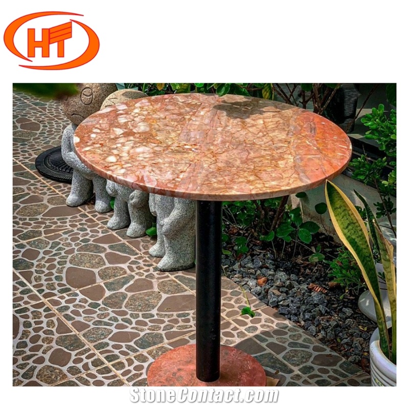 Coffee Table Round Top Made Of Marble Stone