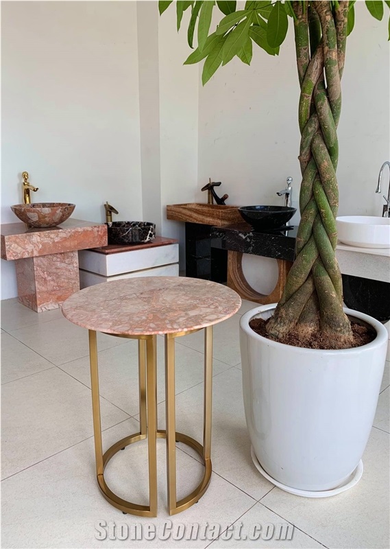 Vietnam Natural Marble Tabletop Cafe Table Top Round Shape