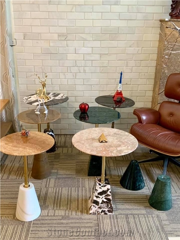 Vietnam Natural Marble Tabletop Cafe Table Top Round Shape
