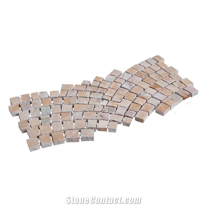 Contrasting Arch Yellow Quartzite Paver Mesh