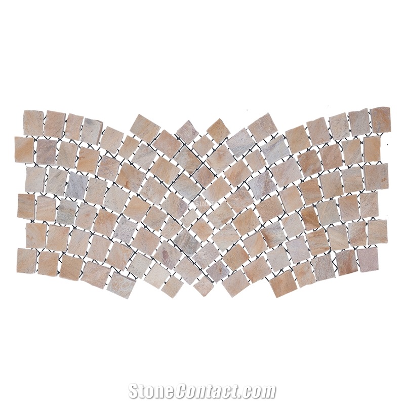 Contrasting Arch Yellow Quartzite Paver Mesh