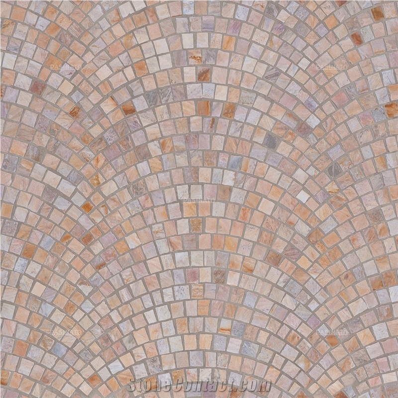 Contrasting Arch Yellow Quartzite Paver Mesh