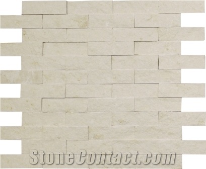 Crema Limestone Split Face Mosaic Mesh Back