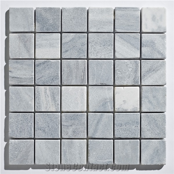 Platinum Marble 5X5 Tumbled Mesh Stone Mosaic Tiles
