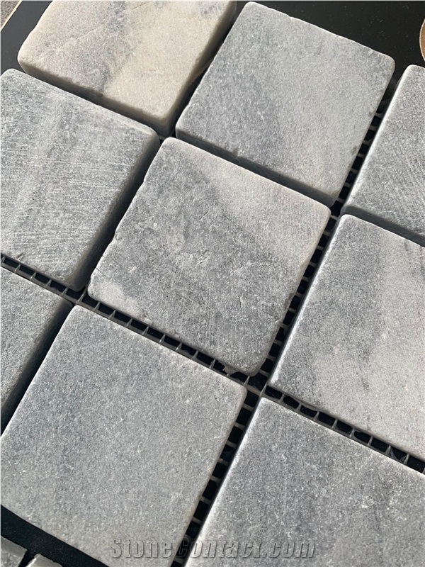 Platinum Marble 5X5 Tumbled Mesh Stone Mosaic Tiles