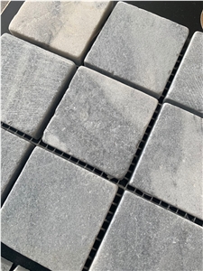 Platinum Marble 5X5 Tumbled Mesh Stone Mosaic Tiles