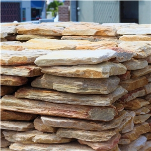 Split Face Gold Mushroom Stone Wall Cladding