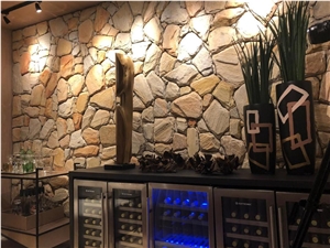 Split Face Gold Mushroom Stone Wall Cladding