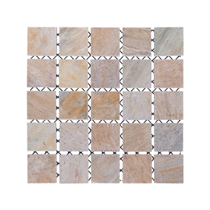 Yellow Quartzite Mesh Paver Cobbles