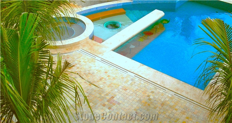 Yellow Quartzite Mesh Paver Cobbles