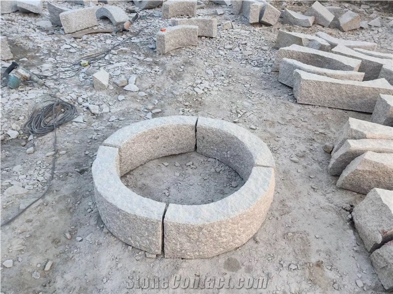 Curved Garden Kerbstone Granite Roadside Trees Plant Stone