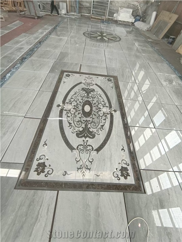 Custome Design Stone Floor Carpet Marble Waterjet Medallion