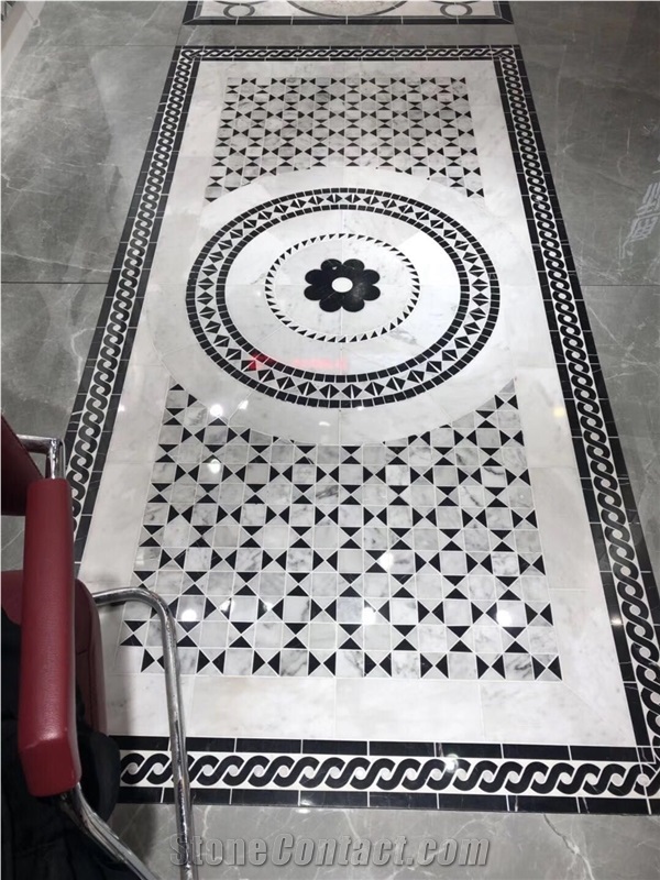 Custome Design Stone Floor Carpet Marble Waterjet Medallion
