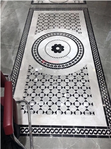 Custome Design Stone Floor Carpet Marble Waterjet Medallion