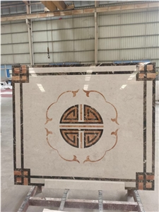 Inlay Stone Floor Medallion Marble Waterjet Carpet Pattern