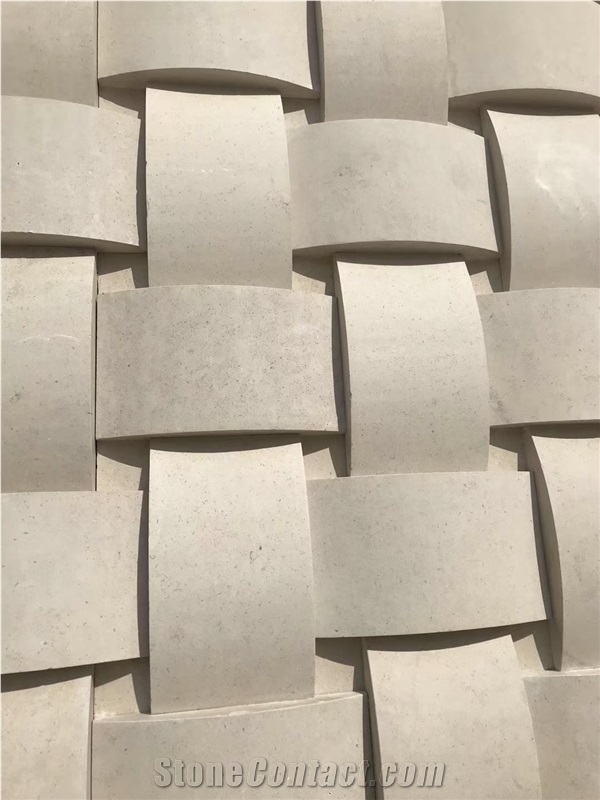 Interior 3D Stone Wall Decor Panel Limestone CNC Basket Tile
