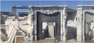 Interior Marble Modern Mantel Sculptured Calacatta Fireplace