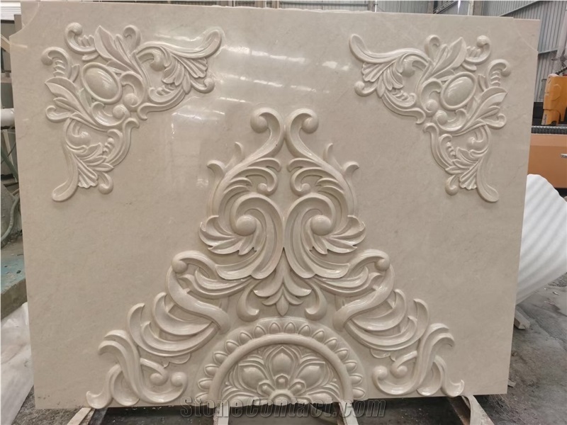 Interior Stone Wall Sunken Relief Marble Carrara Embossment