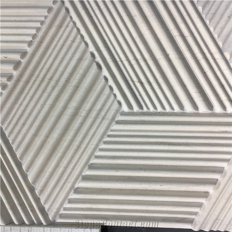 Interior Stone Wall Sunken Relief Marble Carrara Embossment