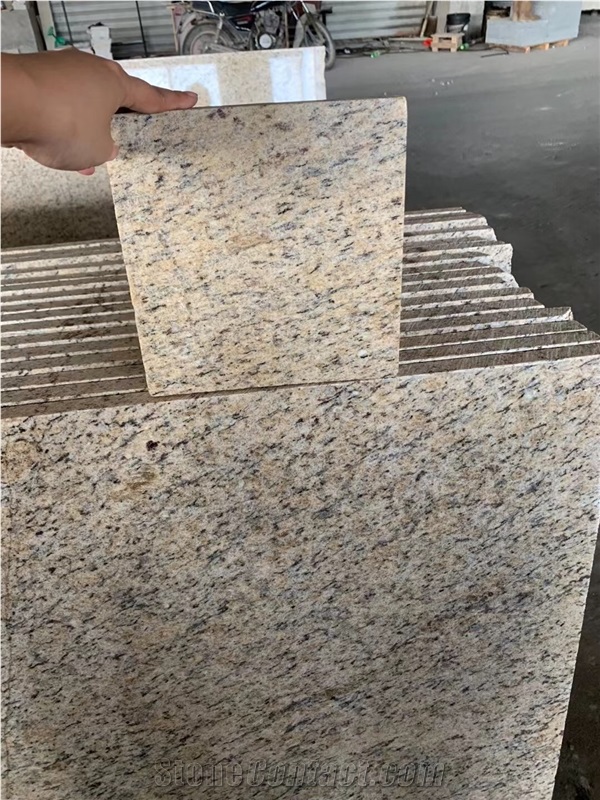 Leathered Granite Slab Giallo Santa Exotic Slab Wall Tile
