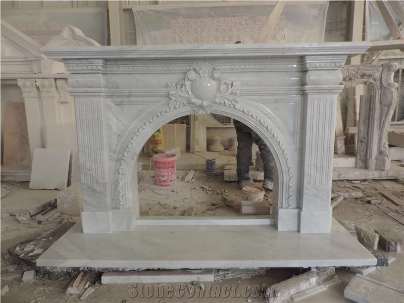 Marble Indoor Fireplace Mantel Stone Carrara Fireplace