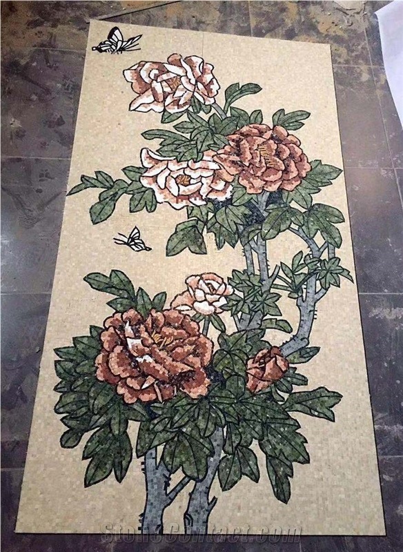 Marble Inlaid Mosaic Craft Stone Butterfly Mosaic Art Work
