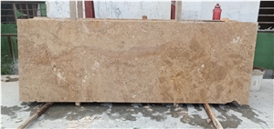 Persian Stone Slab Beige Travertine Veincut Slab For Kitchen