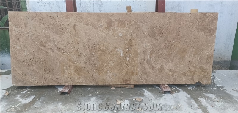 Persian Stone Slab Beige Travertine Veincut Slab For Kitchen