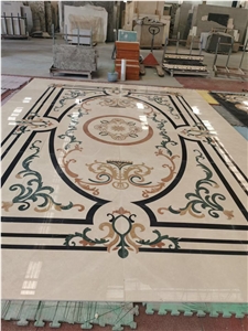 Rectangle Stone Floor Waterjet Pattern Marble Medallion Tile