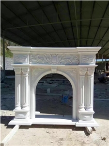 Sculptured Large Marble Calacatta Indoor Fireplace Mantel