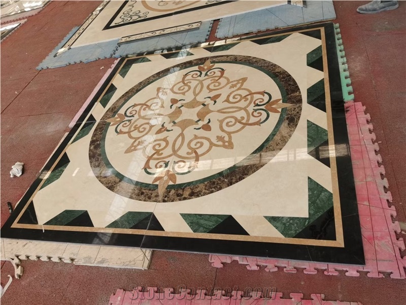 Square Interior Stone Floor Pattern Marble Volakas Waterjet