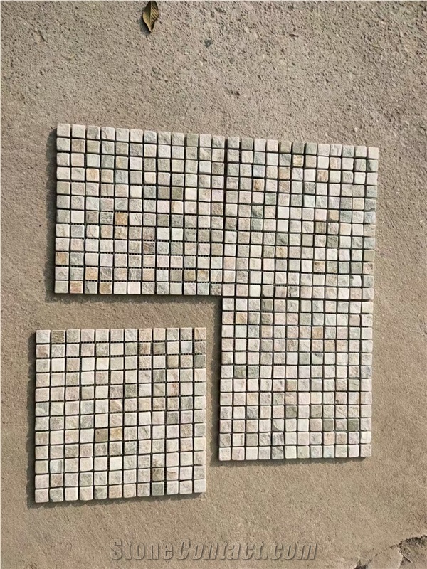 Stone Floor Mosaic Design Tile Tumbled Quartzite Mosaic Tile