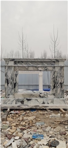 Stone Indoor Fireplace Mantel Marble Arabescato Fireplace