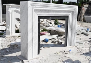 Stone Indoor Modern Fireplace Marble Volakas Surround Mantel
