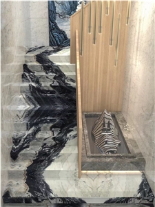 Stone Spiral Staircase Marble Calacatta Bookmatch Stair Step