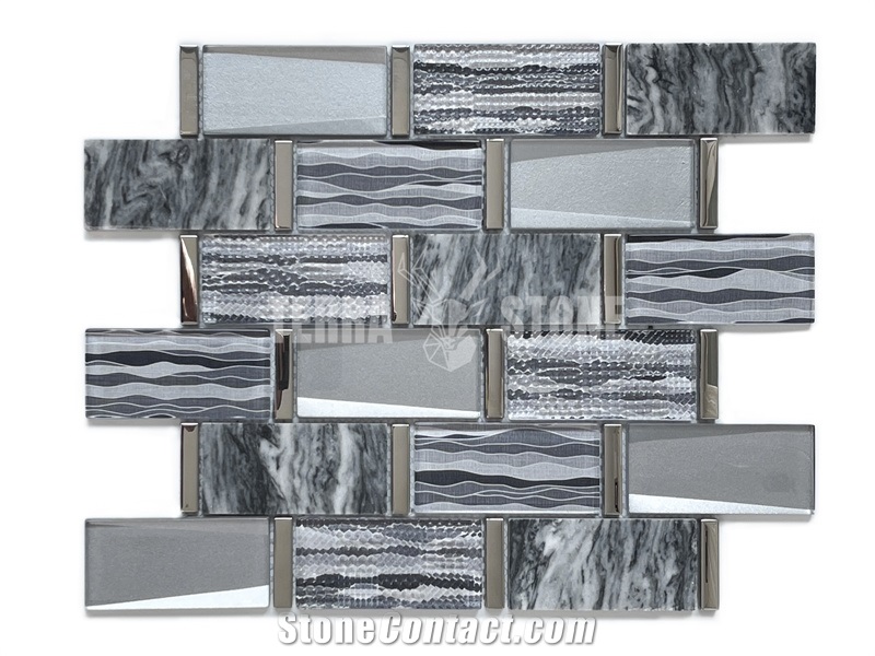 3X6 Subway Green Blue Crystal Glass Mosaic Tile Brick Tile