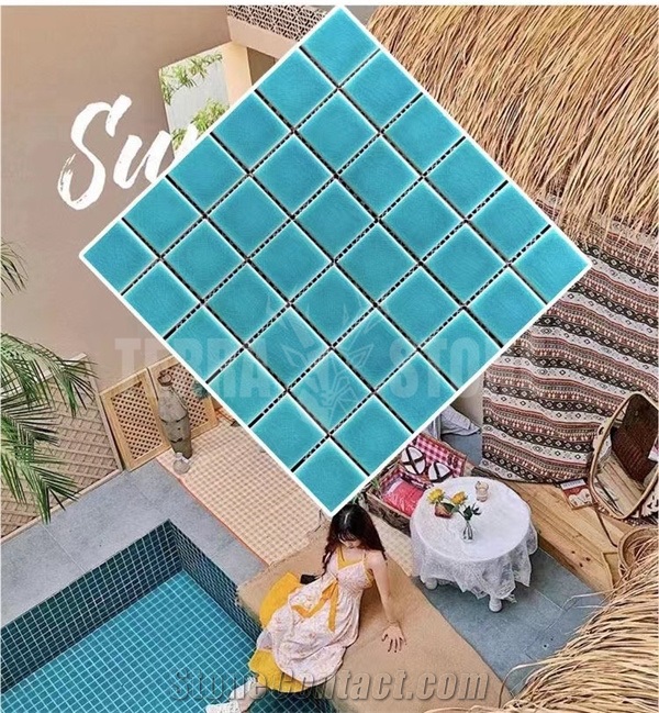 Blue Ceramic Swimming Pool Mosaic Tile