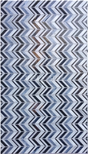 Blue Iredescent Glass Mosaic Pattern For Bathroom