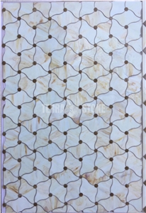 Blue Iredescent Glass Mosaic Pattern For Bathroom