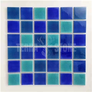 Blue Swimming Ceramic Mosaic Square Glazed Porcelain Tile