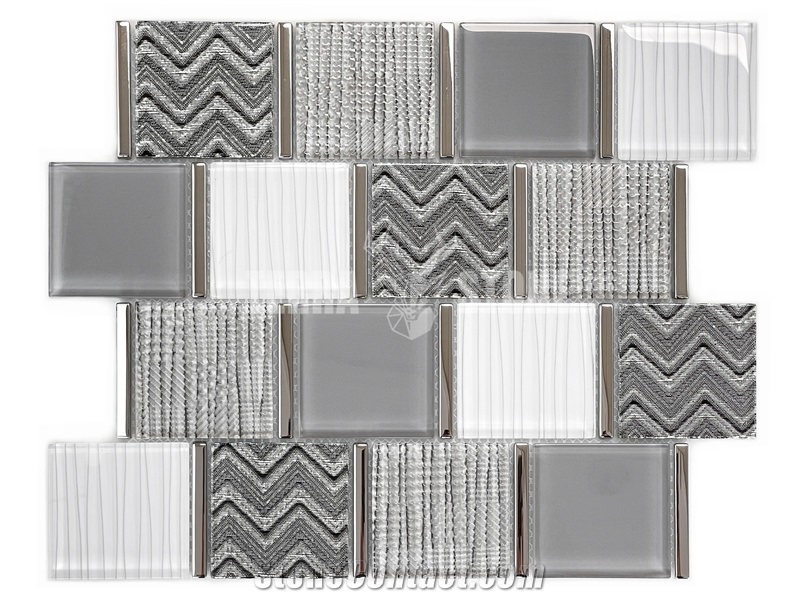 Brick Mosaic Subway Tile White Marble Mosaic Glass