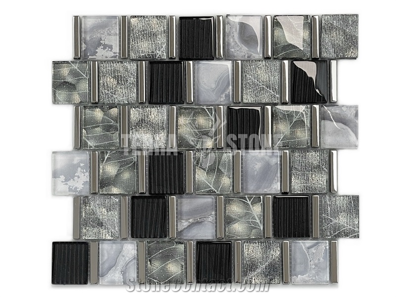 Brick Mosaic Subway Tile White Marble Mosaic Glass