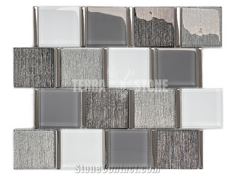 Brick Mosaic Subway Tile White Marble Mosaic Glass