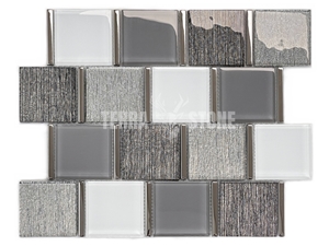 Brick Mosaic Subway Tile White Marble Mosaic Glass