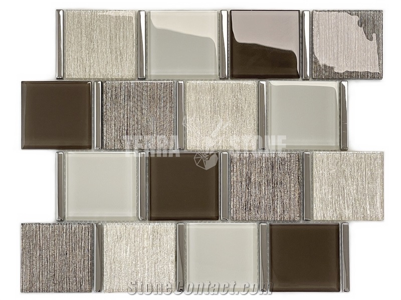 Brick Mosaic Subway Tile White Marble Mosaic Glass