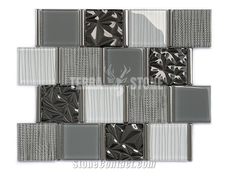 Brick Mosaic Subway Tile White Marble Mosaic Glass