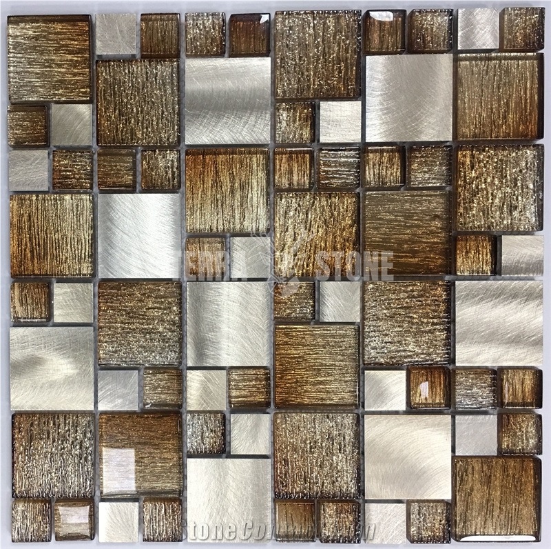 Building Materials Aluminum Glass Mixed Mosaic Tiles