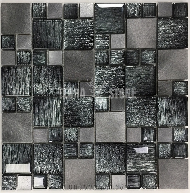Building Materials Aluminum Glass Mixed Mosaic Tiles