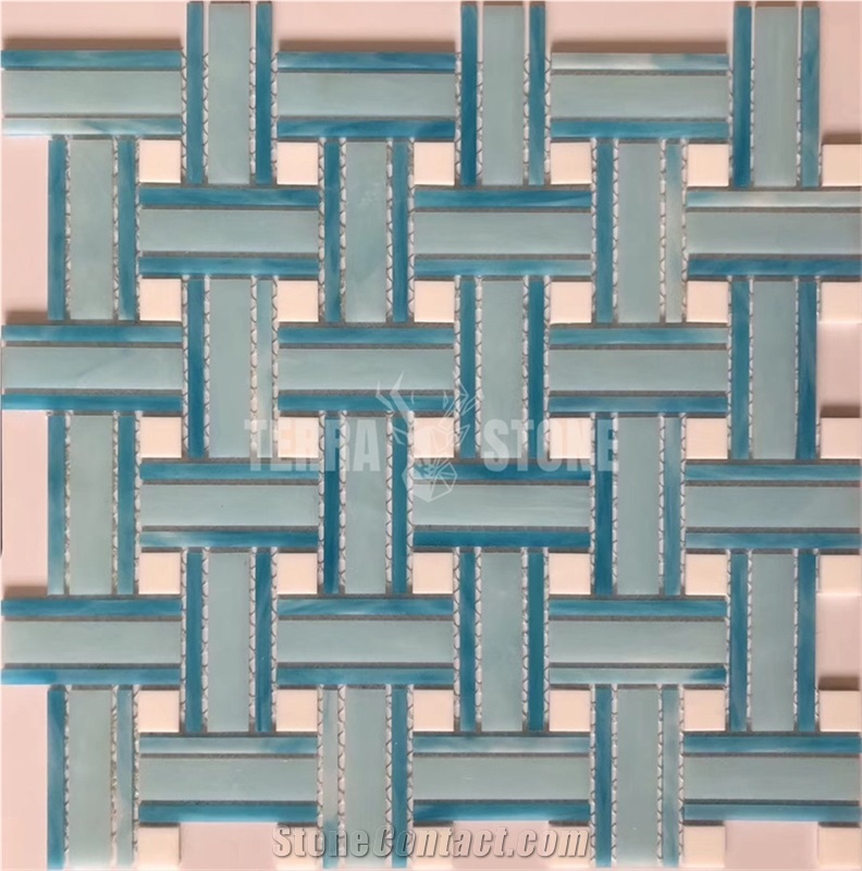 China Factory Regular Marble Basketweave Mosaic Tiles