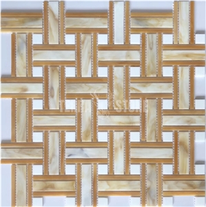 China Factory Regular Marble Basketweave Mosaic Tiles